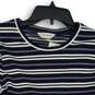 NWT Womens Navy Blue White Striped Round Sleeve Pullover Blouse Top Size M image number 3