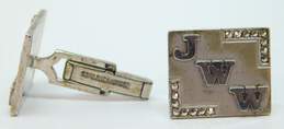 Vintage Sterling Silver JWW Monogrammed Square Cufflinks 14.8g alternative image