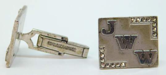 Vintage Sterling Silver JWW Monogrammed Square Cufflinks 14.8g image number 2