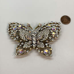 Designer Kirks Folly Gold-Tone Crystal Stone Modern Butterfly Brooch Pin alternative image