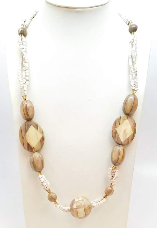 Artisan Multi Color Wood & Shell Jewelry image number 5