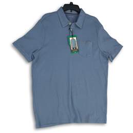NWT Mens Blue Spread Collar Short Sleeve Chest Pocket Polo Shirt Size XL