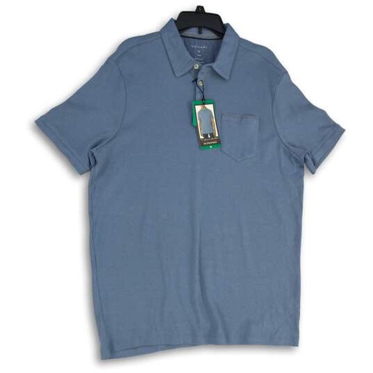 NWT Mens Blue Spread Collar Short Sleeve Chest Pocket Polo Shirt Size XL image number 1