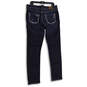 Womens Blue Denim Medium Wash 5-Pocket Design Straight Leg Jeans Size 33L image number 2