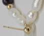 14K Yellow Gold Faux Pearl & Onyx Earrings 2.5g image number 3