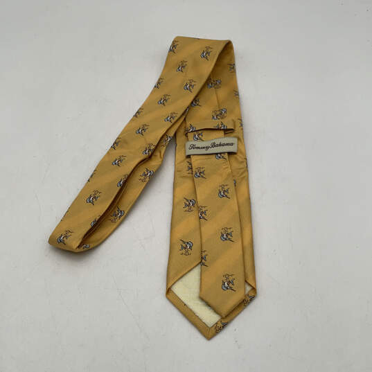 NWT Mens Yellow Silk Animal Print Adjustable Pointed Necktie With Box image number 2