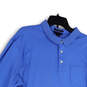 Mens Blue Long Sleeve Pockets Collared Pullover Polo Shirt Size XXL 50-52 image number 3