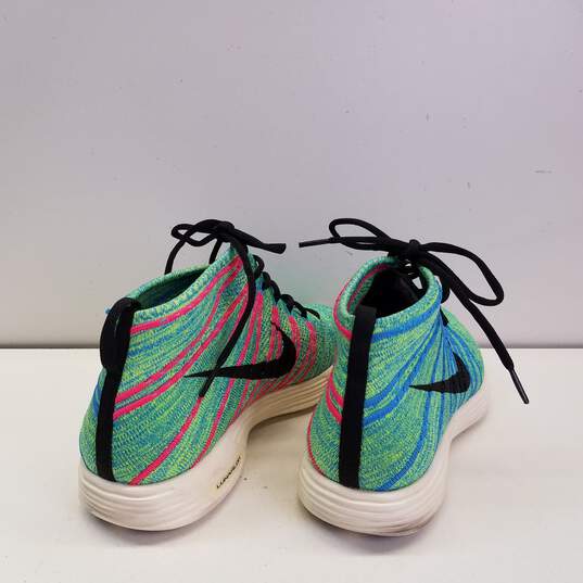 Nike Lunar Flyknit Chukka Blue Glow Volt Men's Athletic Sneaker Size 10 image number 4