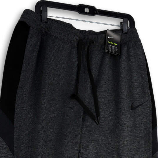 NWT Mens Gray Black Dri-Fit Therma Flex Drawstring Jogger Pants Size XL image number 3