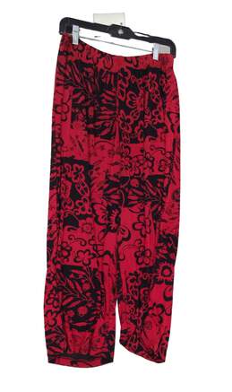 Womens Red Black Floral Elastic Waist Casual Pajama Pants Size 2