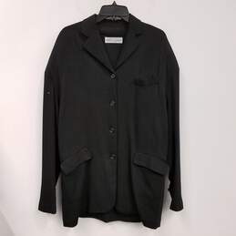 Womens Black Long Sleeve Notch Lapel Pockets Button Front Jacket Size 4XL alternative image