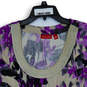 Womens Multicolor Floral Scoop Neck 3/4 Sleeve Pullover Blouse Top Size L image number 3