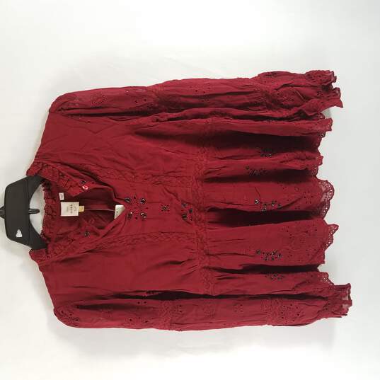 Anthropologie Women Red Blouse 2 XS NWT image number 6