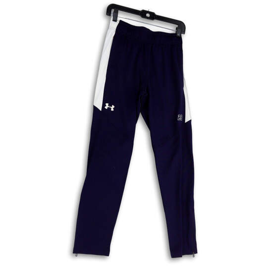 Womens Blue White Regular Fit Straight Leg Activewear Track Pants Size S image number 1