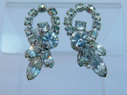 Vintage Robert & Fashion Pink & Clear Icy Rhinestone Clip-On Earrings Necklace & Bracelet 71.7g image number 5