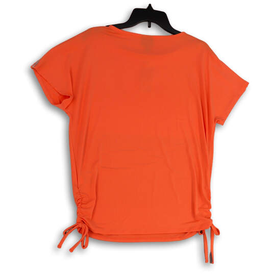 NWT Womens Orange Round Neck Short Sleeve Pullover T-Shirt Size Medium image number 2