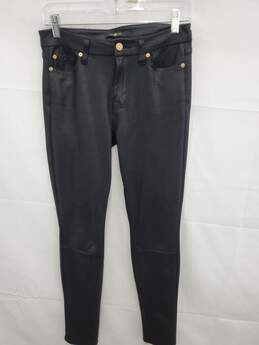 7 For All Mankind High Rise Skinny Black leather Jeans Size-27 used