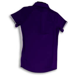 NWT Womens Purple Short Sleeve Collared Button Up Pullover Polo Shirt Sz S alternative image