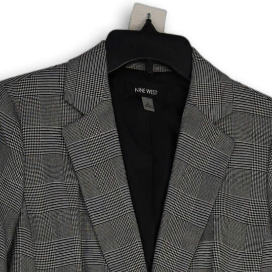 NWT Womens Gray Plaid Long Sleeve Notch Lapel One Button Blazer Size 6 image number 3