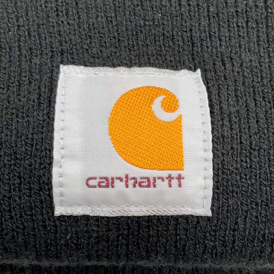 Carhartt Mens Black Knitted Winter Fitted Beanie Hat One Size image number 2