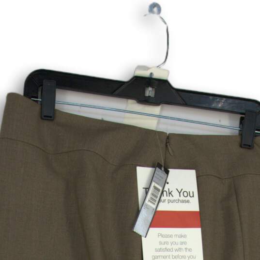 NWT Womens Brown Flat Front Back-Zip Knee-Length Side Slit A-Line Skirt Size 8 image number 8