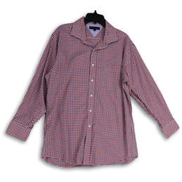 Mens Multicolor Plaid Long Sleeve Spread Collar Button-Up Shirt Size 16.5