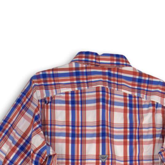 NWT Columbia Womens Red Blue Omni Wick Plaid Spread Collar Button-Up Shirt Sz XL image number 4