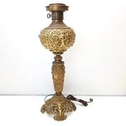 Vintage Ornate Brass Cherub Parlor Lamp 21.5 Inch  Tall