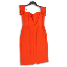 NWT Womens Orange Off The Shoulder Sweetheart Neck Sheath Dress Size XXL