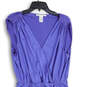 Womens Blue Smocked Surplice Neck Sleeveless A-Line Dress Size 14 image number 3