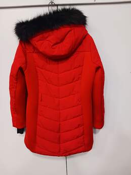 Michael Kors Red Full Zip Faux Fur Lined Hooded Puffer Jacker Size Large alternative image