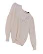 Womens White Wool Long Sleeve Crew Neck Pullover Sweater Free Size image number 3