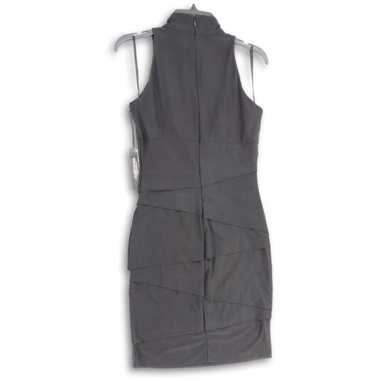 NWT Womens Black Sleeveless Back Zip Tiered Ruffle Sheath Dress Size Size 8 image number 2