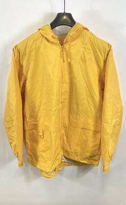 London Fog Mens Yellow Long Sleeve Pockets Hooded Full Zip Rain Coat Size Medium