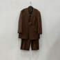 Mens Brown Long Sleeve Single-Breasted Two-Piece Pant Suit Set Size 50R image number 1