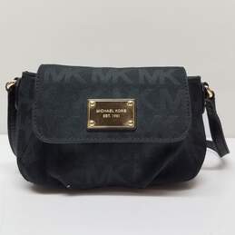 Michael Kors Black Mini Jacquard Logo Sling Crossbody Bag