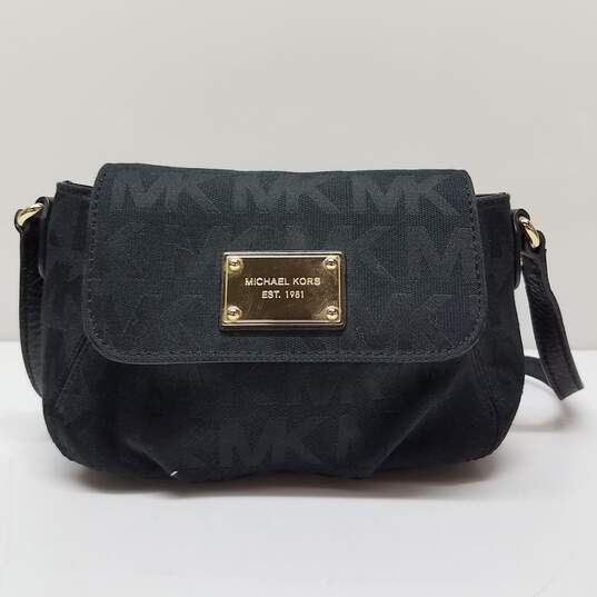 Michael Kors Black Mini Jacquard Logo Sling Crossbody Bag image number 1