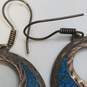 Sterling Silver Turquoise Chip Inlay Man W/Donkey Dangle Earrings 14.8g DAMAGED image number 5