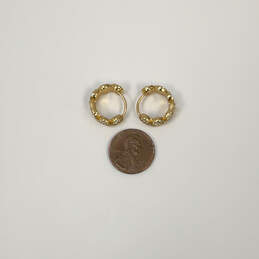 Designer Kate Spade Gold-Tone Rhinestone Round Clip-On Hoop Earrings