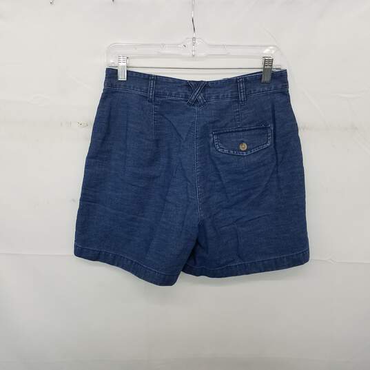 J. Crew Blue Cotton High Rise Pleated Short WM Size 2 NWT image number 2