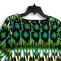 NWT Womens Green Black Aztec Boat Neck Bell Sleeve Mini Dress Size S image number 3