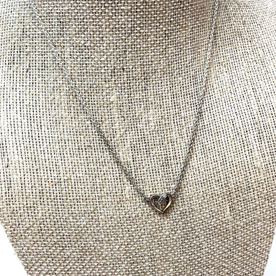 Designer Pandora S925 ALE Sterling Silver Heart Shape Mini Pendant Necklace image number 1