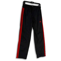 Mens Black Red Stripe Drawstring Straight Leg Climaproof Track Pants Size S