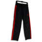 Mens Black Red Stripe Drawstring Straight Leg Climaproof Track Pants Size S image number 1