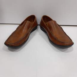 Mens Brown Leather Moc Toe Low Top Casual Slip-On Loafer Shoes Size 8.5