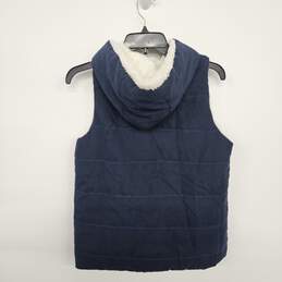 Blue Hooded Sleeveless Buttoned Up Vest alternative image
