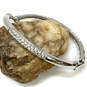 Designer Swarovski Silver-Tone Sparkle Crystal Stone Hinged Bangle Bracelet image number 1