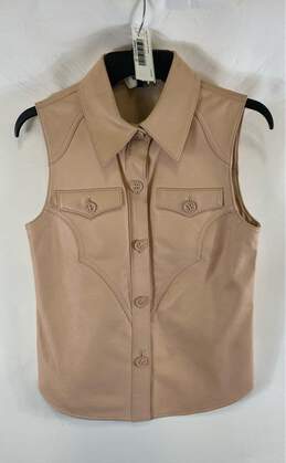 Coach Womens Pink Lamb Leather Sleeveless Collared Button-Up Vest Size 2
