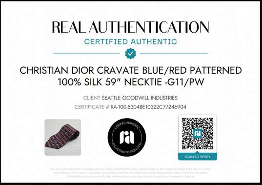 Christian Dior Cravate Blue/Red Patterned 100% Silk 59in Necktie AUTHENTICATED image number 6