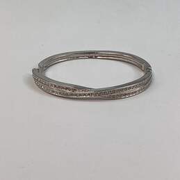 Designer Swarovski Silver-Tone Rhinestone Twisted Hinged Bangle Bracelet alternative image